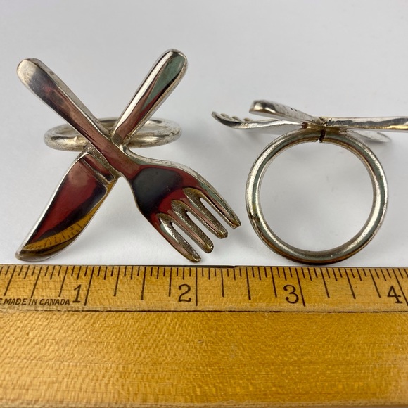 Pier 1 Napkin Rings set of 8, knife and fork design, silver plated - Picture 8 of 8